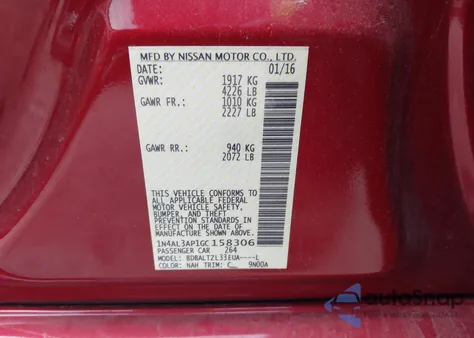 2016 Nissan Altima 2.5 Sl from USA, damaged, VIN 1N4AL3AP1GC158306